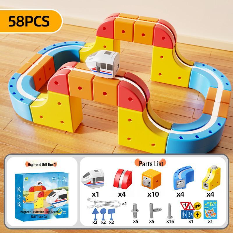 Магнитная антигравитационная трековая машинка: Универсальный поезд из строительных блоков для детей