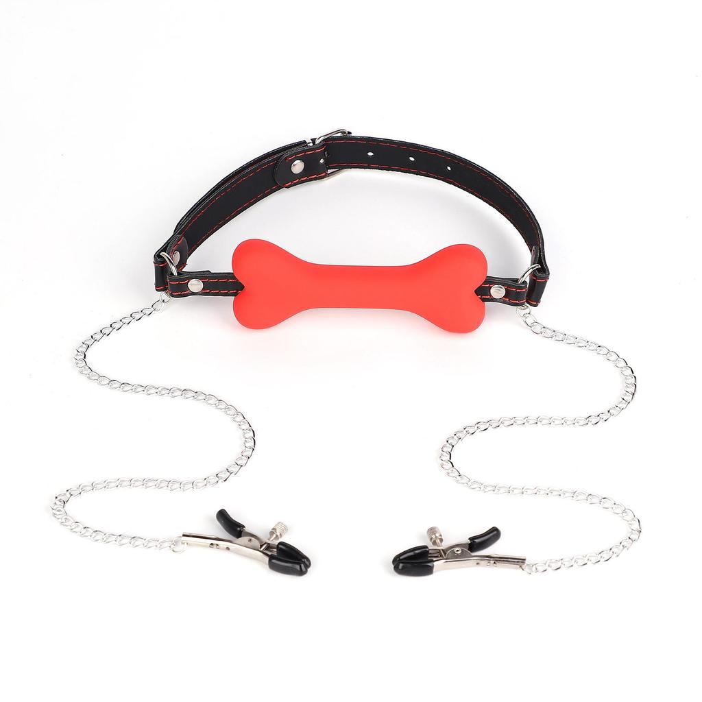 Silicone Dog Bone Ball Gag - Adult Female Training Toy