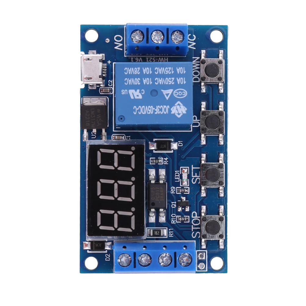 1 Way Relay Module Times Delay Board 4 Button Cycle Timer Delay Trigger Disconnect Module with LED Display Electronic Components