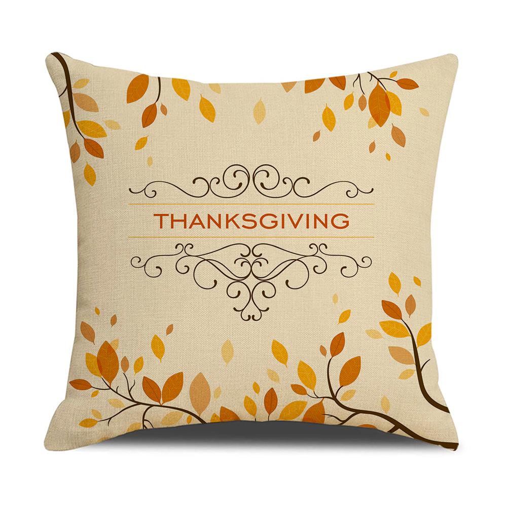 Yellow Thanksgiving Cushion Home Cartoon Turkey Sofa Cushion Linen Office Cushion Cover Home