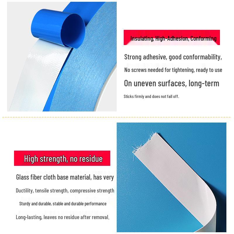 High-Temp Resistant Blue Thermal Conductive Double-Sided Tape for LED Strips—Thickened Adhesive with Fiberglass Insulation for Heat Dissipation