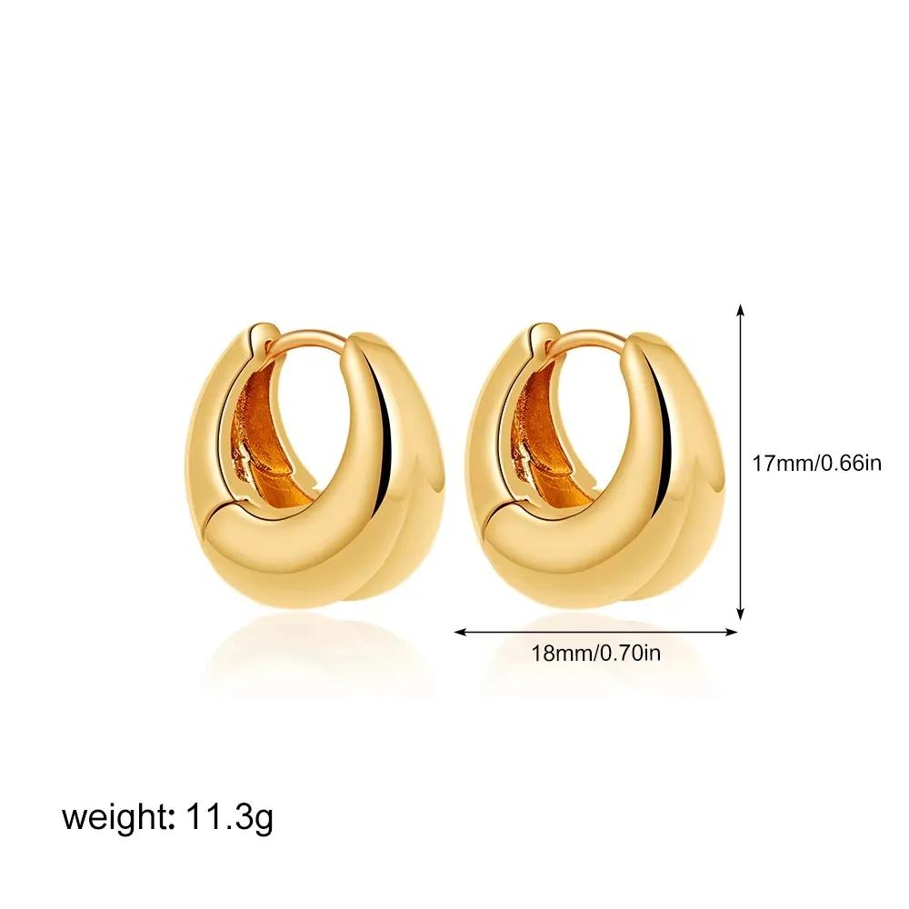 Vintage Stainless Steel Texture Chunky Hoop Earrings for Women Gold Plated Mini Circle Piercing Ear Buckle Statement Zircon