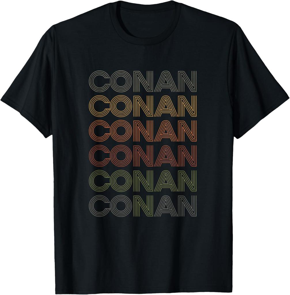 Names Conan Retro Stacked Line Name Design T-Shirt