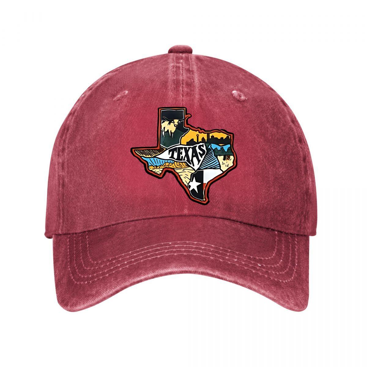 White Texas Baseball Cap Washed Baseball Cap Adjustable