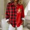 Women's Shirt Blouse Christmas Print Button Long Sleeve Casual Basic Shirt Collar Regular Top
