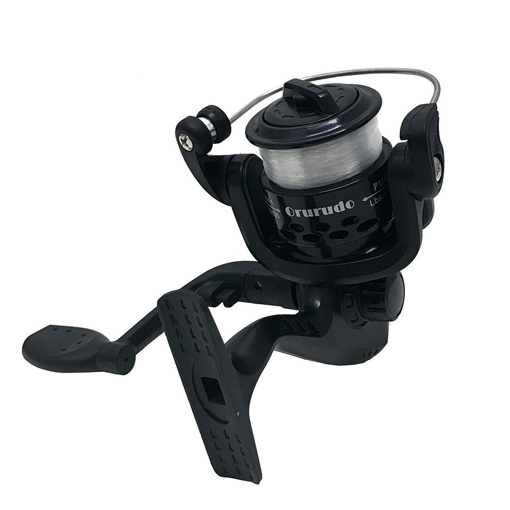 Oruldo Matériel de Pêche Canne à Pêche Compacte [Famild A] & Moulinet Spinning [puchi200] (avec la ligne #3) Ensemble Canne télescopique et moulinet faciles à utiliser pour