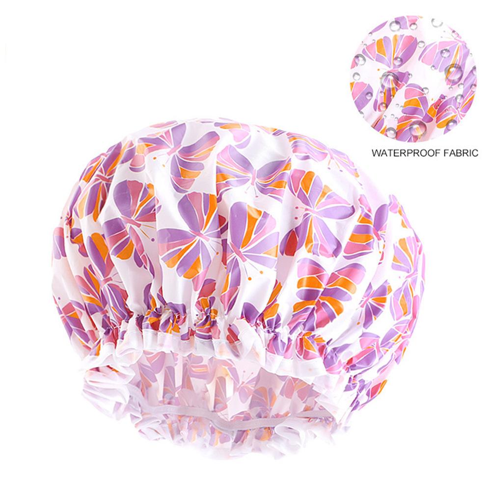 Waterproof Bath Hat Bathroom Shower Hair Cover Women Supplies Shower Cap Adult Shower Bath Bathing Caps Flower Print Elastic Cap