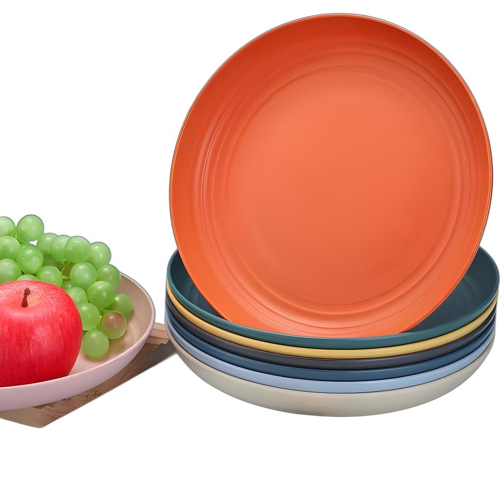 New Eco-Friendly Biodegradable Unbreakable Dinner Plates Set Saucer Plastic For Picnic Dishes Wheat Straw Restaurant Specialty