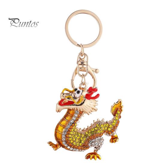 

Китайский Зодиак Дракон Брелок Роскошный Горный Хрусталь DIY Рюкзак Сумка Украшение Брелок Подвеска Украшение Новый Год Весенний Фестиваль Подарок золотистый