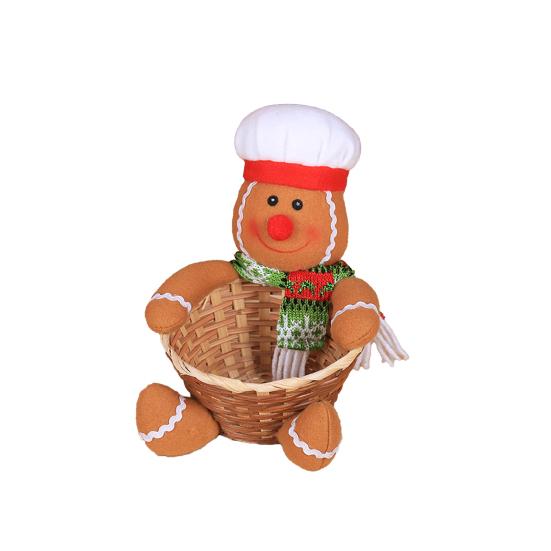 Weihnachtsmann Schneemann Süßigkeiten Aufbewahrung Bambuskorb Weihnachtsgeschenk Desktop-Ornament