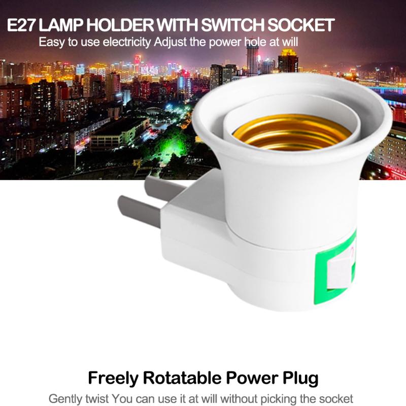 3PCS Practical White E27 LED Light Socket To EU Plug/US Plug Holder Adapter Converter ON/OFF for Bulb Lamp
