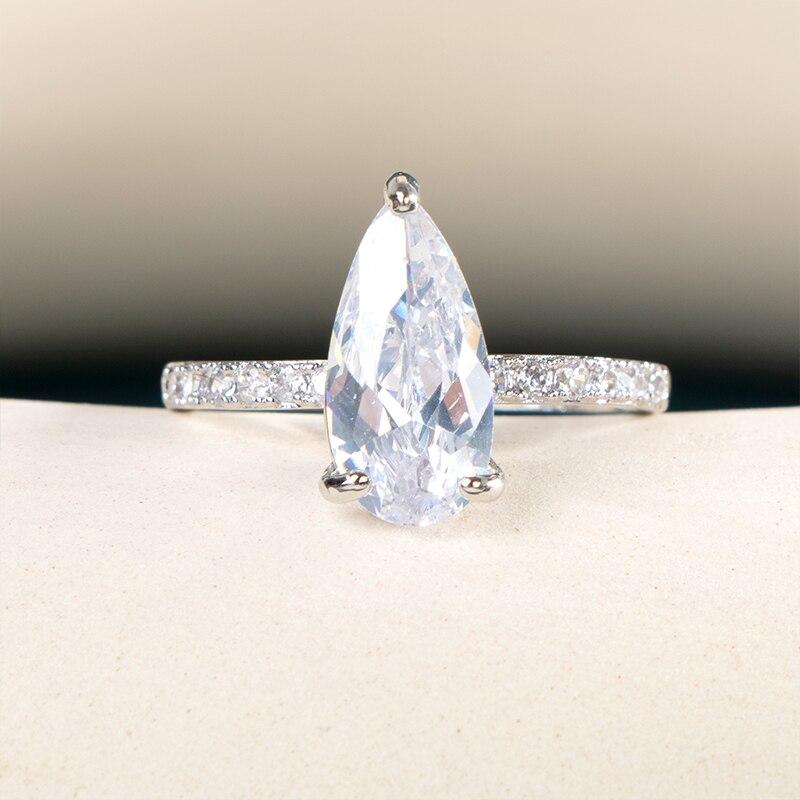 

Bella Box простые стильные женские кольца с цирконием в форме капли воды романтическое свадебное обручальное кольцо серебряного цвета модные украшения для вечеринки 10 белый