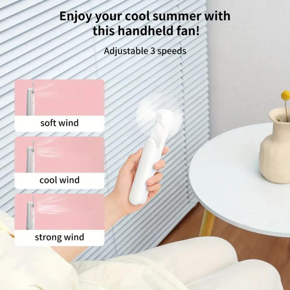 

USB-C Mini Desk Fan, Portable Foldable, 3 Speeds, Lightweight Compact белый