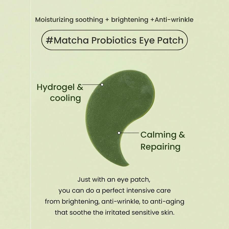 heimish Matcha Biome Hydrogel Eye Patch 1.4g(60pcs) - Anti Aging Under Eye Patches, Hydrating, Firming, Calming & Soothing Eye Mask With Matcha