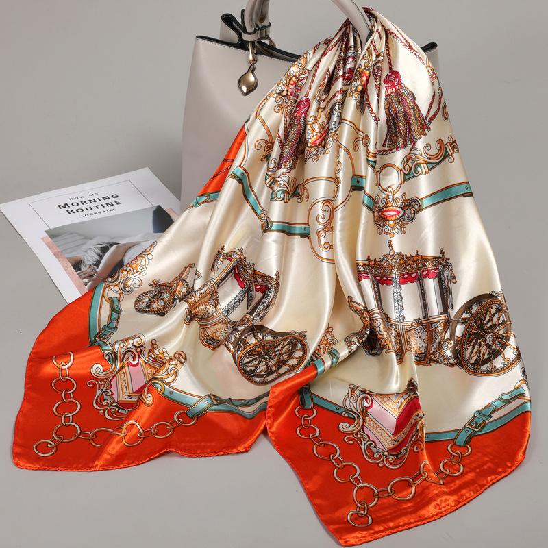 90 Square Scarves, Silk Scarves, Women's New Spring and Summer High-end Sense Versatile, Thin Scarves, Shawls Outside