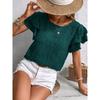 Women's Textured Ruffle Short Sleeve Blouse Summer Crew Neck Tops Dressy Casual Loose Fit Tee Shirts Beach Clothes