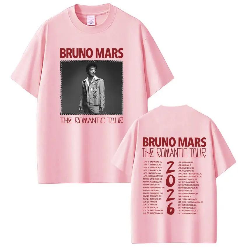 Bruno Mars The Romantic Tour 2026 Print Tees Men Women Gothic Punk T-shirts Summer Short-sleeved Vintage Fashion Cotton T-shirts