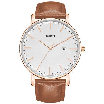 BUREI Men's Watch Leather Popular Brand Analog Simple Waterproof Men's Watch Stylish Commuting Business Men's Watch [Item]