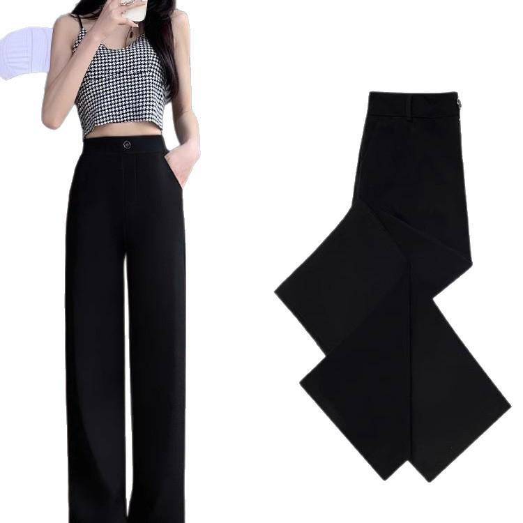 Ice Silk Women's Petite Wide-Leg Pants - Summer Thin Drape Straight Suit Pants 2026 Casual Style
