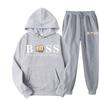Mens Oversized Hooded Long Sleeve Sweatshirt Casual Printed Fleece-Lined Pullover Sportswear