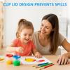 ABMH-Spill-Proof Paint Cups(4 Pieces) And 4 Color Hog Bristle Brush Set With Handles For Kids