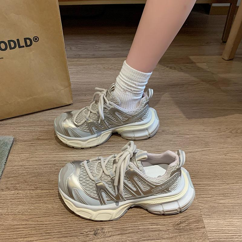 Mesh Breathable Thick-soled Dad Shoes for Women In Summer 2025 New Versatile Height-increasing Casual Sports Shoes Trendy Dad Shoes