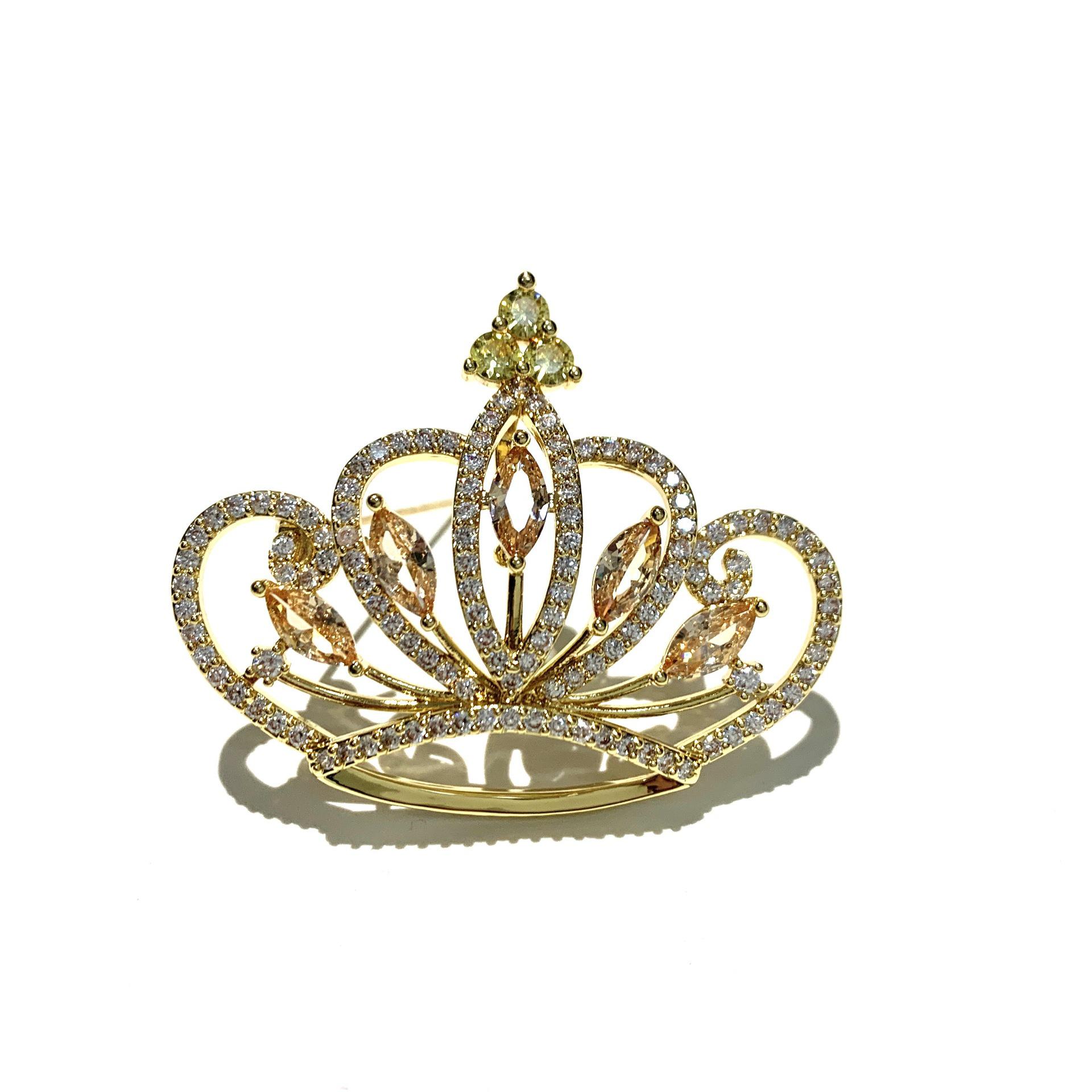 Elegant High-End Zirconia Crown Brooch: Luxury Queen Costume Corsage Gift
