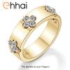 Ehhai Gecertificeerde Moissanite Klavertje Vier Brede Ringen voor Vrouwen Mannen 925 Zilver Bloemenbanden Bruiloft Fijne Sieraden Cadeaus