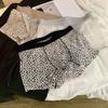 Boxer Underwear Elastic Mid-rise U-Convex Shorts Briefs Leopard Thin Perspective Print Sleeping Underwear Daily Wear