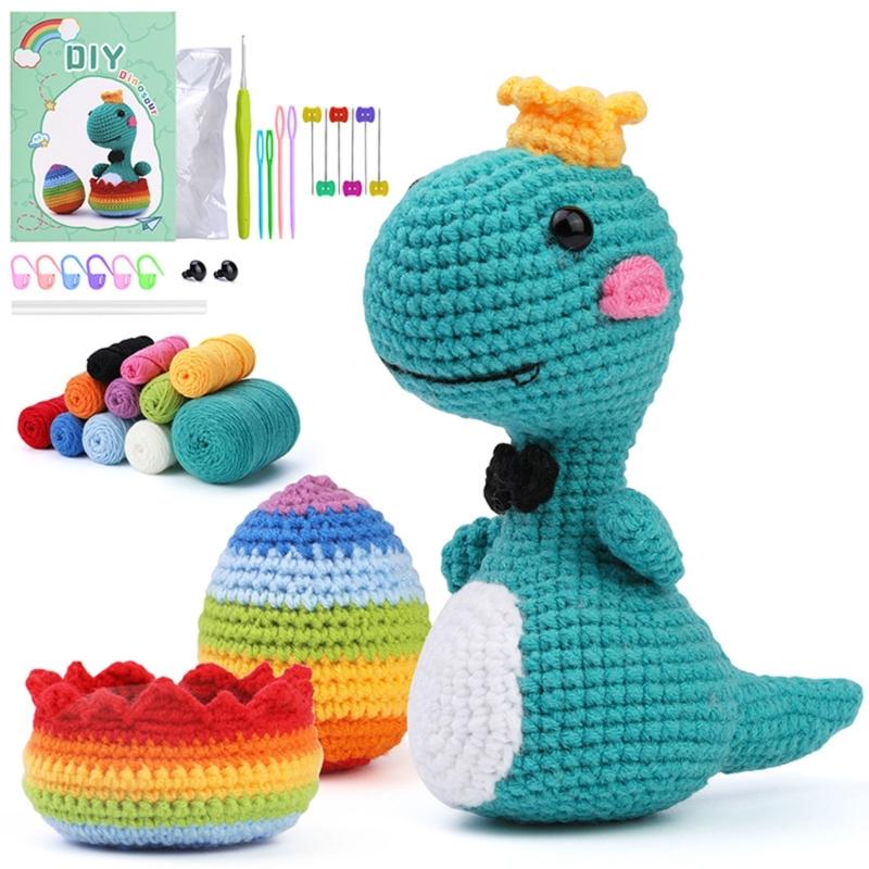 

DIY Handmade Dolls Crochet Kits for Beginners Dinosaur Sewing Material Package Hand Knitting Tool for Kids Adults Lovers 1
