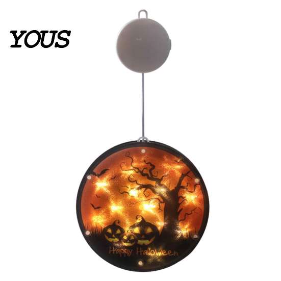 Easy Install Holiday Lighting Halloween Window Decor Light, Battery Powered Ghost Pumpkin Fairy Light String Lantern for Party, Spooky Hanging