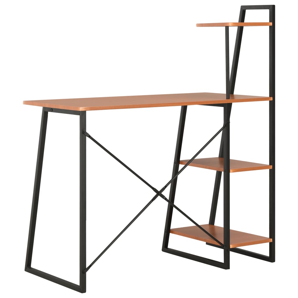 Desk with Shelf Unit Black and Oak 102*50*117 cm