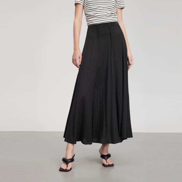 ELLE High Waist Chic Slimming Casual Long Skirt Women skirts Black ER51156