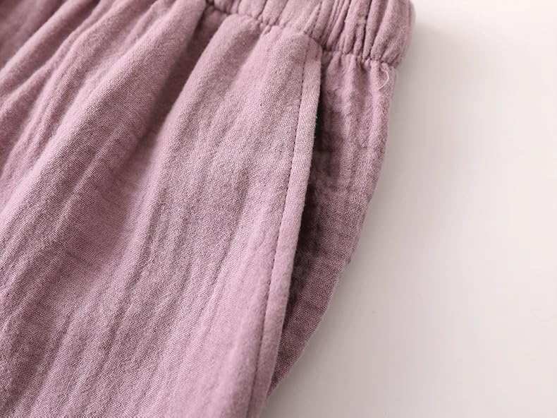 Netakara Pajama Perfect for Hospital Solid Long Double Suitable for and Long Long Pants Women's Set, Stays, Soft, Color, 100% Cotton, Sleeves, Gauze,