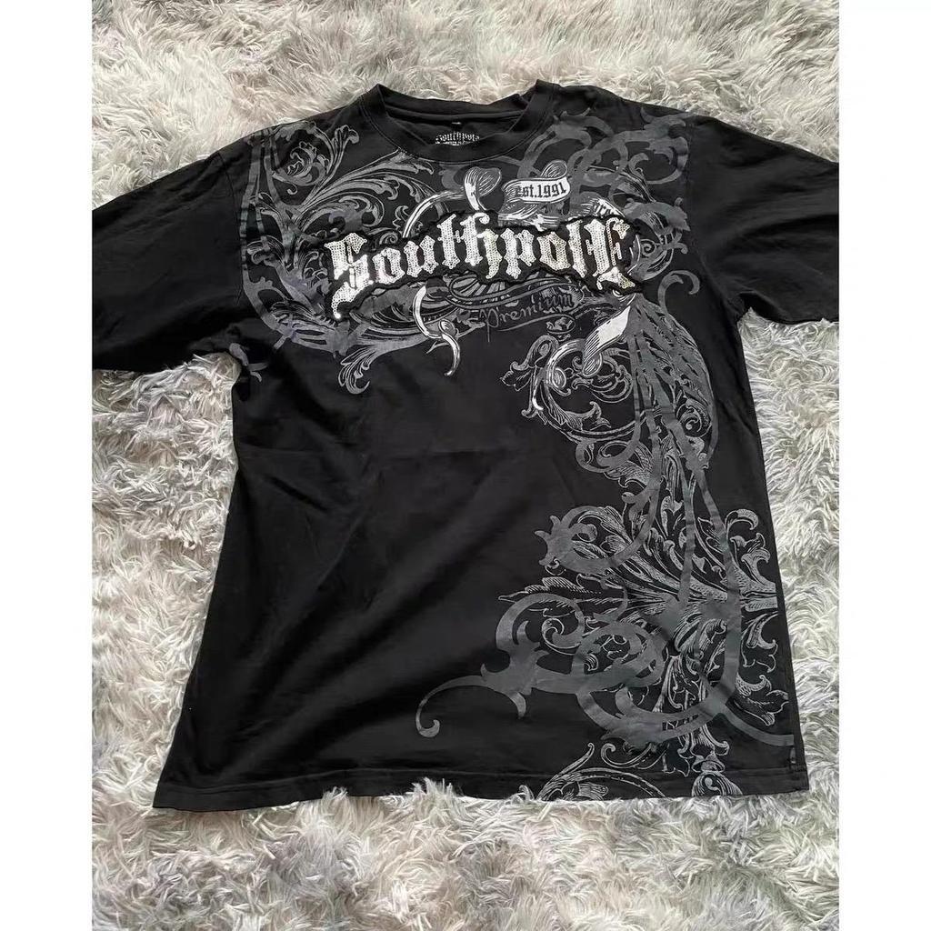 STREETRICH Classic Y2K Gothic Style T-shirt Print Oversized T Shirt High Street Shirts Gothic Round Neck Cotton Tops New Mens Women T Shirt