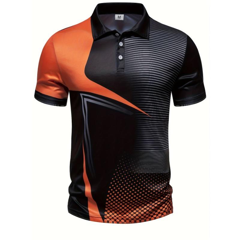 The Summer New Men's Short-sleeved POLO Shirt Features a Casual Fashionable Comfortable and Soft 3D Striped Pattern Print