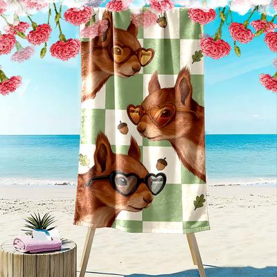 Chic Squirrels Wearing Sunglasses Print Beach Towel, Quick Drying, Suitable for Travel, Outdoor Sports, Jogging, the Beach and Swimming, Gift