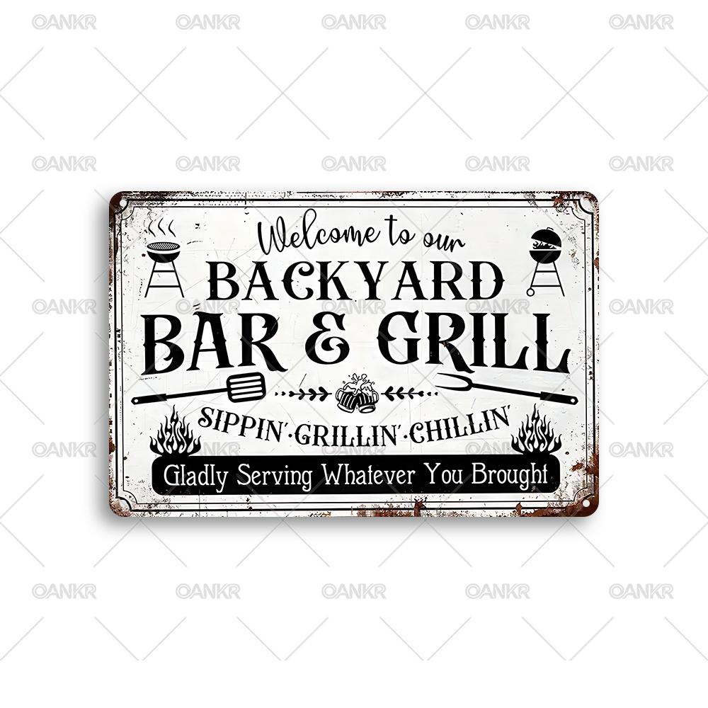 Vintage BBQ Rules Metal Poster Tin Sign Perfect Gift Retro Barbecue Art Poster Metal Signs for Backyard Bar Garden Wall Deocor