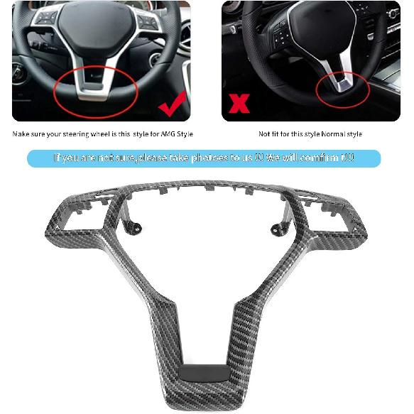 Steering Wheel Trim,Carbon Fiber Steering Wheel Trim Car Interior Decoration for AMG Type 0994640013 Fit for C E CLA Class carbon fiber interior