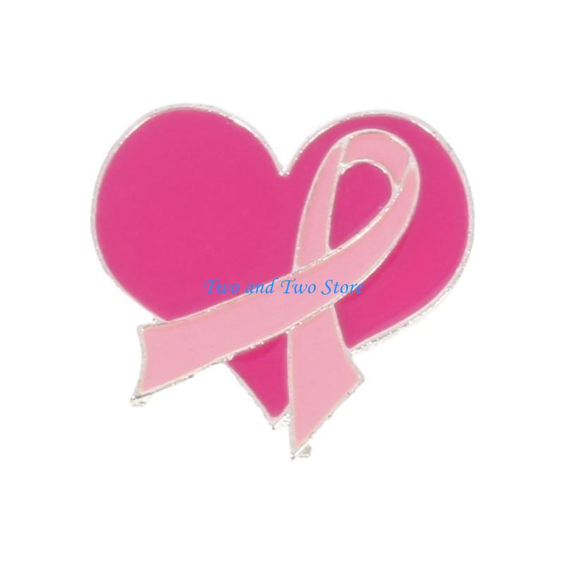 HX6F Gesundheitsbewusstsein Rosa Schleife Anstecknadel für die Feierlichkeiten zum Frauentag Legierung Reversnadel