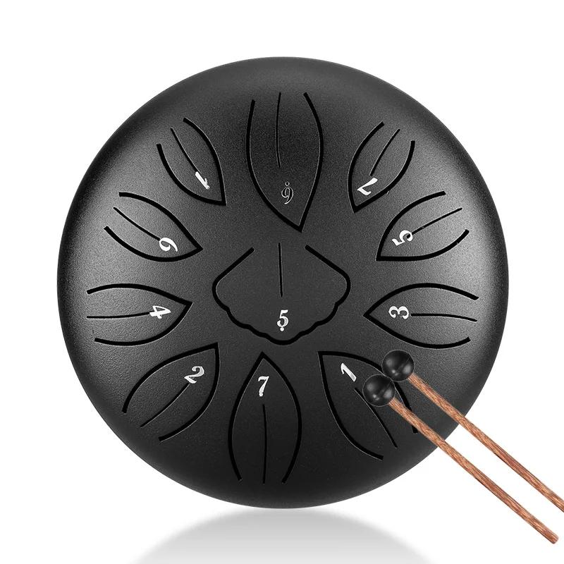 Hluru Glucophone Steel Tongue Drum 6 Inch 11 Notes C5 Key Drums Tone Ethereal Hand Pan Drum Instrument Musical Instruments