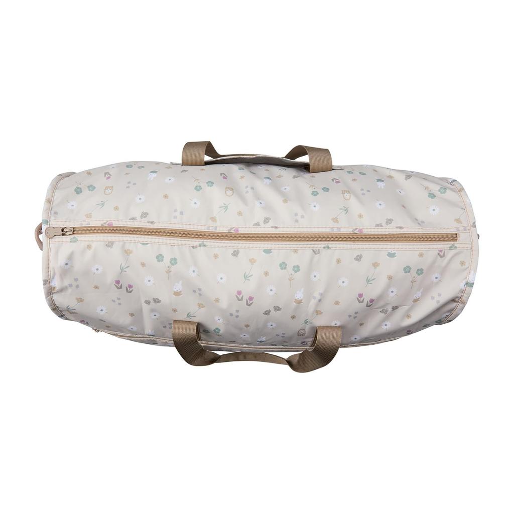 Folding Boston Bag, Large, Miffy HPL0004, B272. Greige Small Flowers