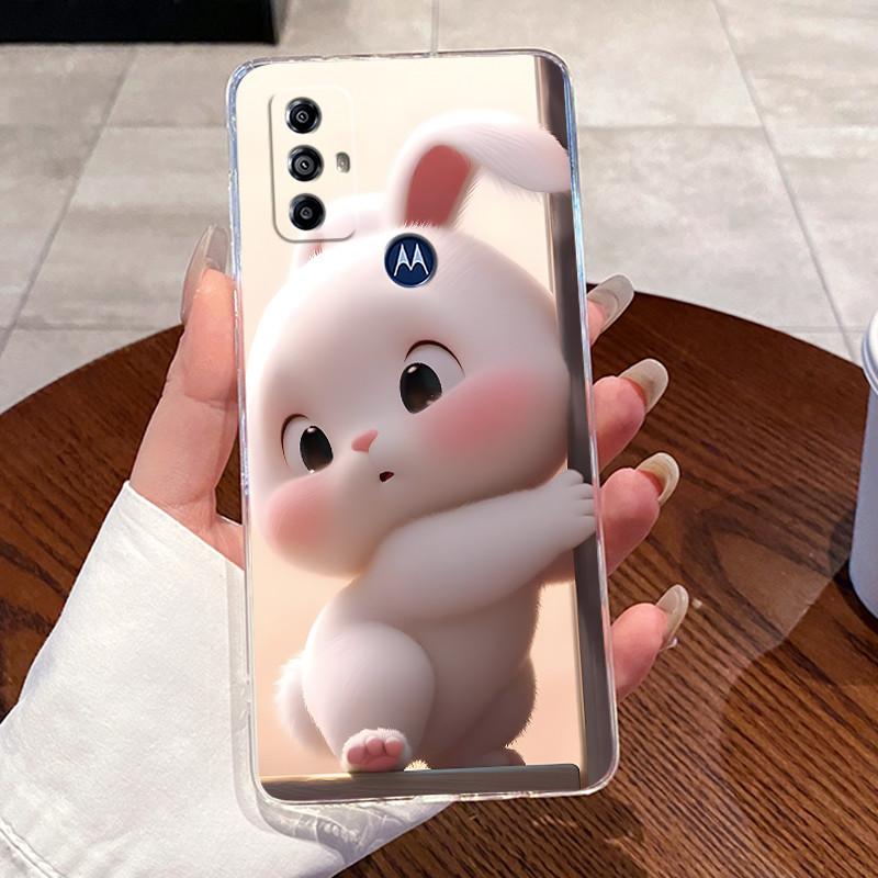 Jelly Casing For Motorola Moto G Play 4G 2023 Fundas Clear Silicone Soft TPU Back Cover Cute Cat Rabbit Heart Protective Case
