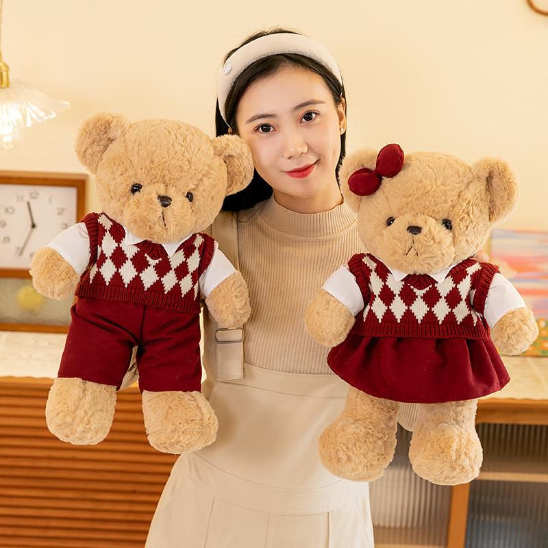 Cute Teddy Bear Plush Toy For Couple Creative Sweater Design Birthday Gift For Girls Pp Cotton Filling Short Plush 45cm