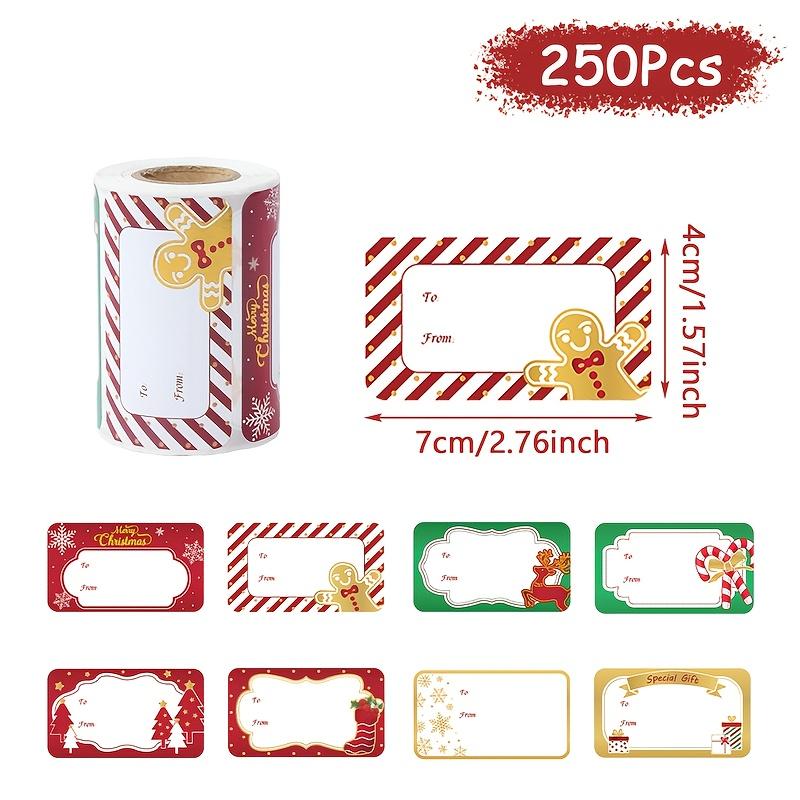 

250pcs Self-Adhesive Christmas Sticker Roll with Stamping Frame Design-Christmas Stickers,Tags for Gifts,Happy Holidays Stickers as shown