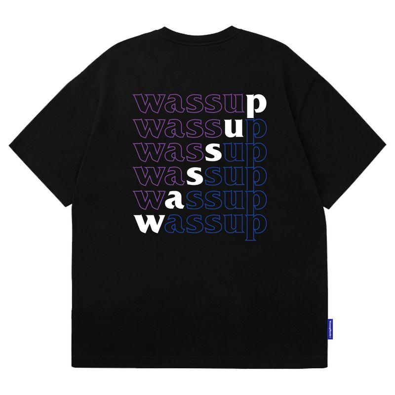 Wassup Heods Short-Sleeve T-Shirt for Men, Trendy Brand, Ins-Style, American Style, Heavyweight Pure Cotton, 2024 New Arrival Clothing