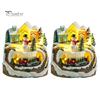 Resin Holiday Home Decor 2Pcs Christmas Train Music Box with Rotating Light, Snow Village Carousel Decorative Ornaments Ornament, Battery/USB Powered