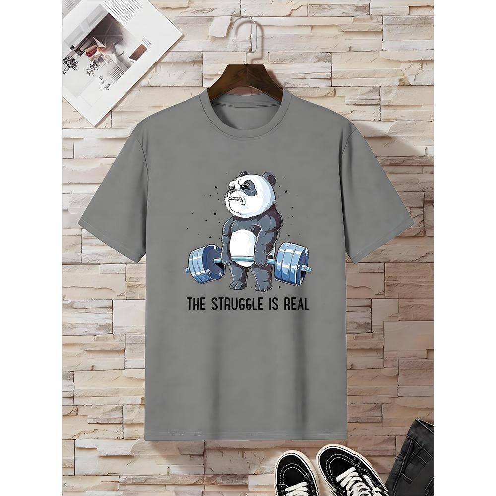 Santa Fitness Printed Men's T-shirt Fitness Sports Men's Short Sleeve Top Daily Running Workout Men's Crew Neck T-shirt
