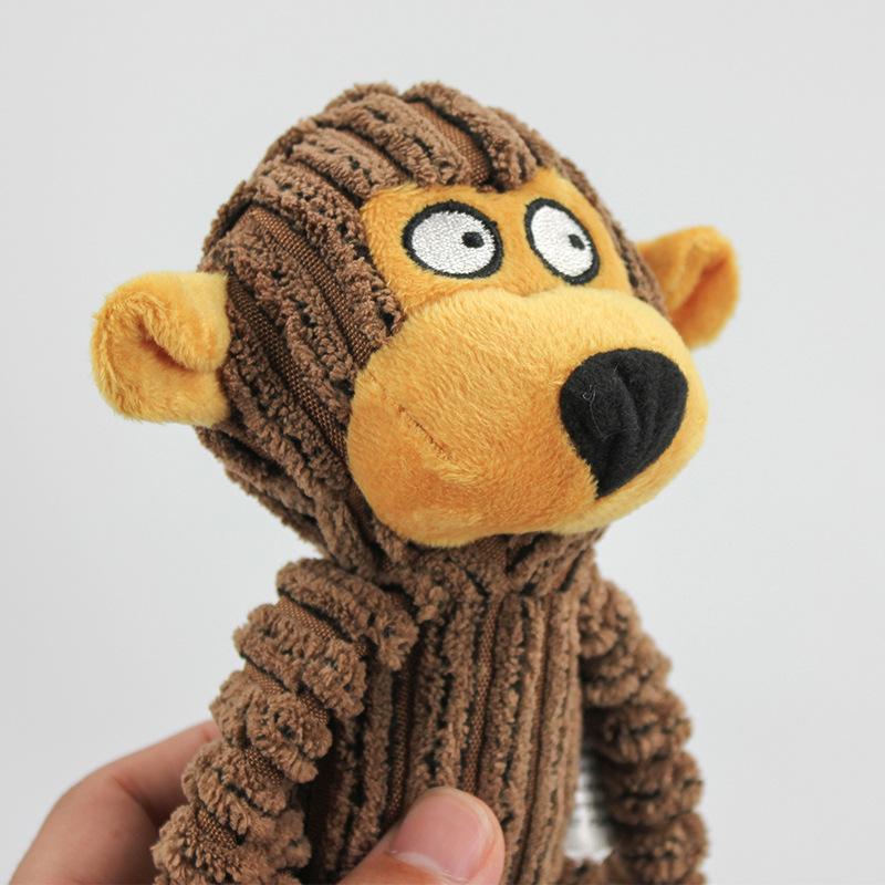Cute Monkey Plush Squeaky Toy Soft Corduroy Pet Chew Toy for Puppy Interactive Tug
