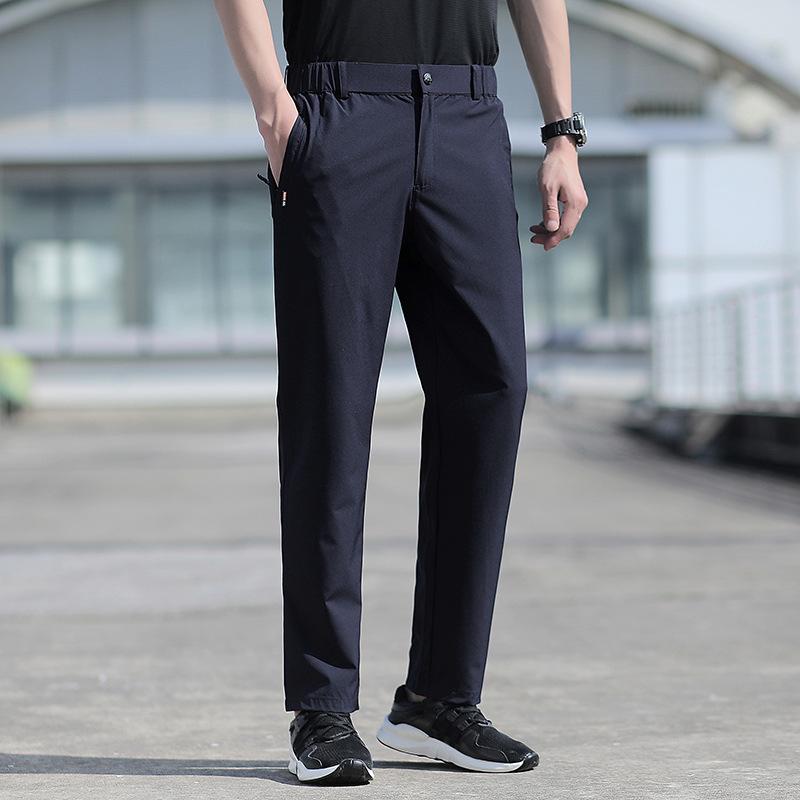 Men's Breathable Elastic Quick-Dry Ice Silk Pants - Loose Fit, Plus Size, Summer Fashion Casual Long Pants